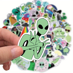 50pcs Alien Stickers Reusable Decals for Laptops Water Bottles Phones