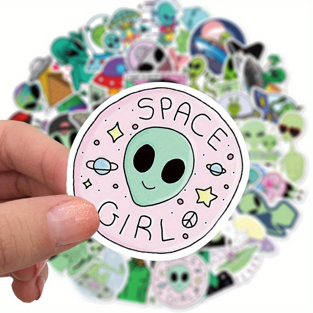 50pcs Alien Stickers Reusable Decals for Laptops Water Bottles Phones