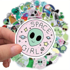 50pcs Alien Stickers Reusable Decals for Laptops Water Bottles Phones