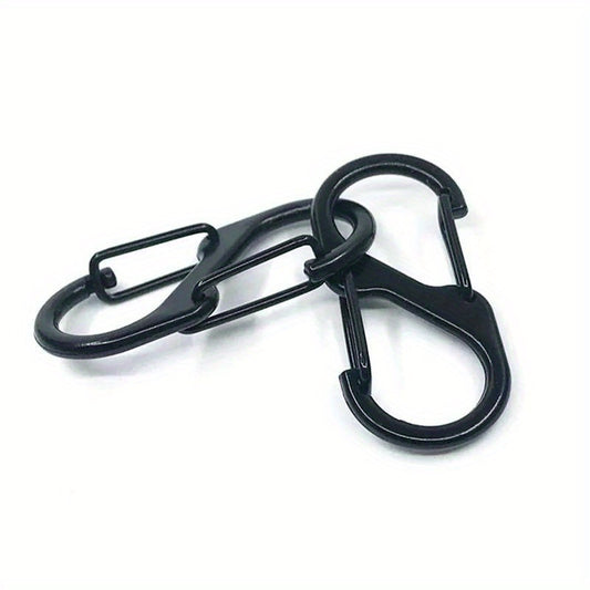 10pcs Stainless Steel S Carabiner Lock Mini Keychain Hook Anti Theft