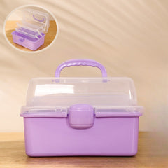 Three Layer Folding Organizer Box Portable Pill Stationery Storage Box