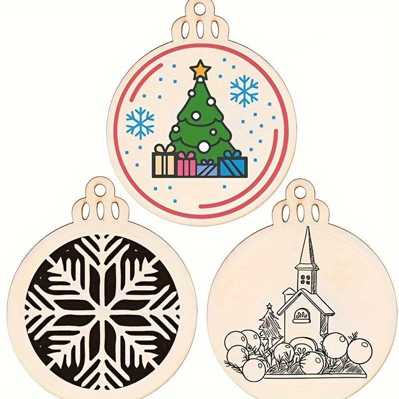 10pcs Unfinished Wood Slices Round Blank Wood Slices DIY Crafts