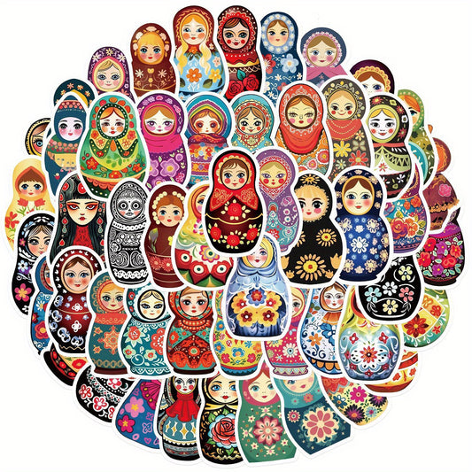52pcs Cartoon Matryoshka Doll Graffiti Stickers DIY Waterproof Stickers