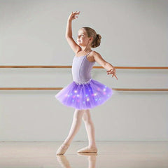 Light Up Skirt Stars Sequins Ballet Dance Layered Dress Party Luminous Skirt