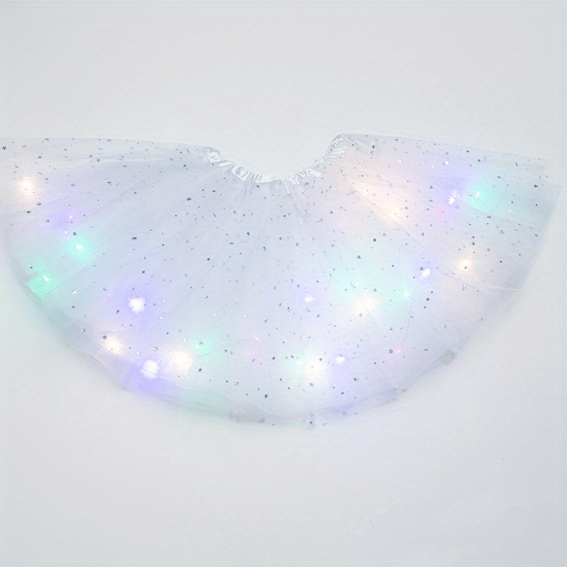 Light Up Skirt Stars Sequins Ballet Dance Layered Dress Party Luminous Skirt