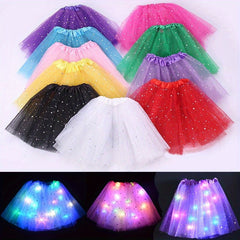 Light Up Skirt Stars Sequins Ballet Dance Layered Dress Party Luminous Skirt