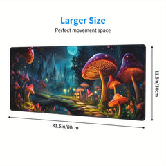 Mushroom And Moon Large Mouse Pad XL Keyboard Mat Non Slip Rubber Base