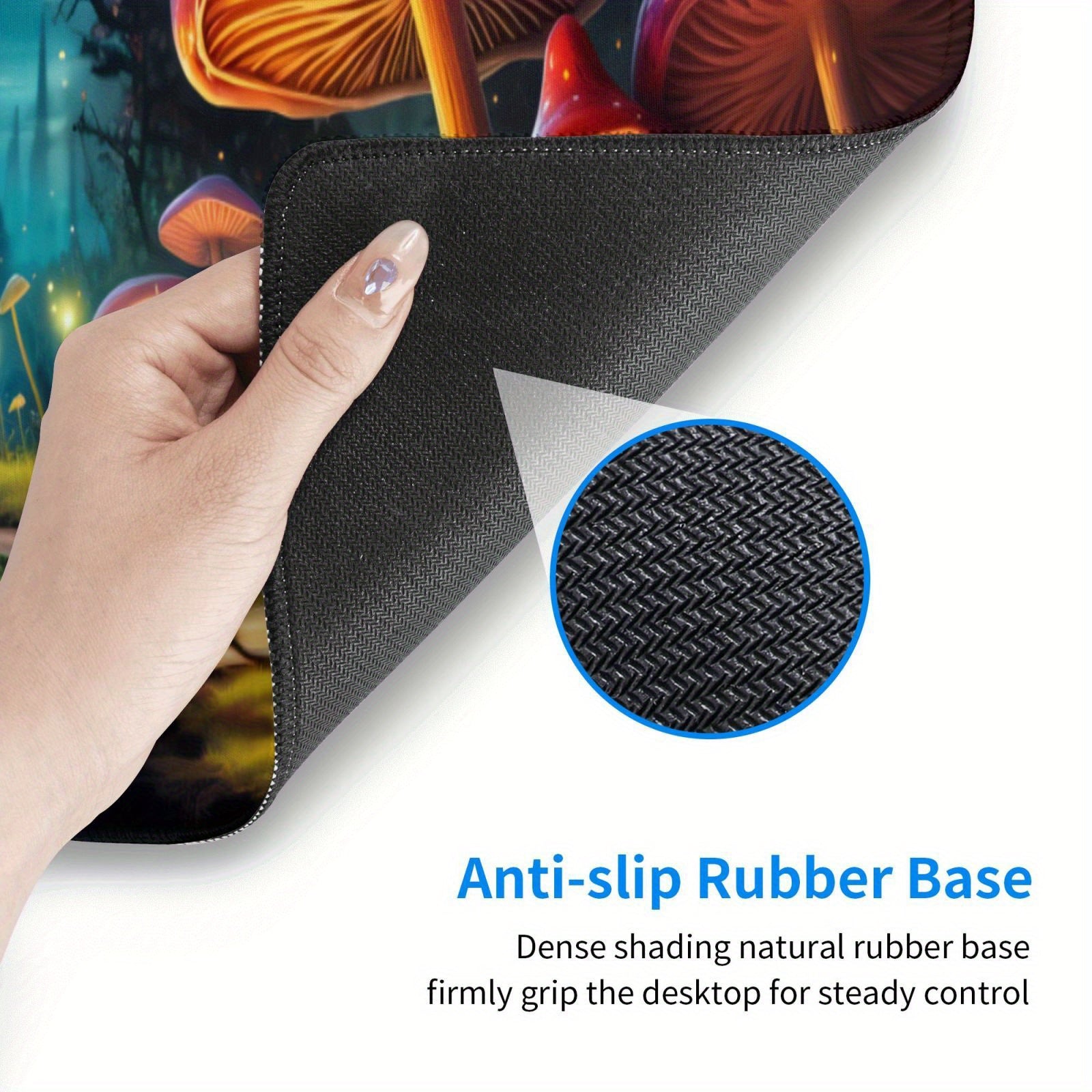 Mushroom And Moon Large Mouse Pad XL Keyboard Mat Non Slip Rubber Base