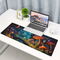Mushroom And Moon Large Mouse Pad XL Keyboard Mat Non Slip Rubber Base