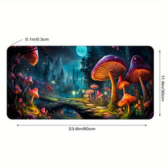 Mushroom And Moon Large Mouse Pad XL Keyboard Mat Non Slip Rubber Base