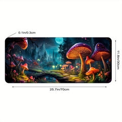 Mushroom And Moon Large Mouse Pad XL Keyboard Mat Non Slip Rubber Base