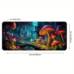 Mushroom And Moon Large Mouse Pad XL Keyboard Mat Non Slip Rubber Base