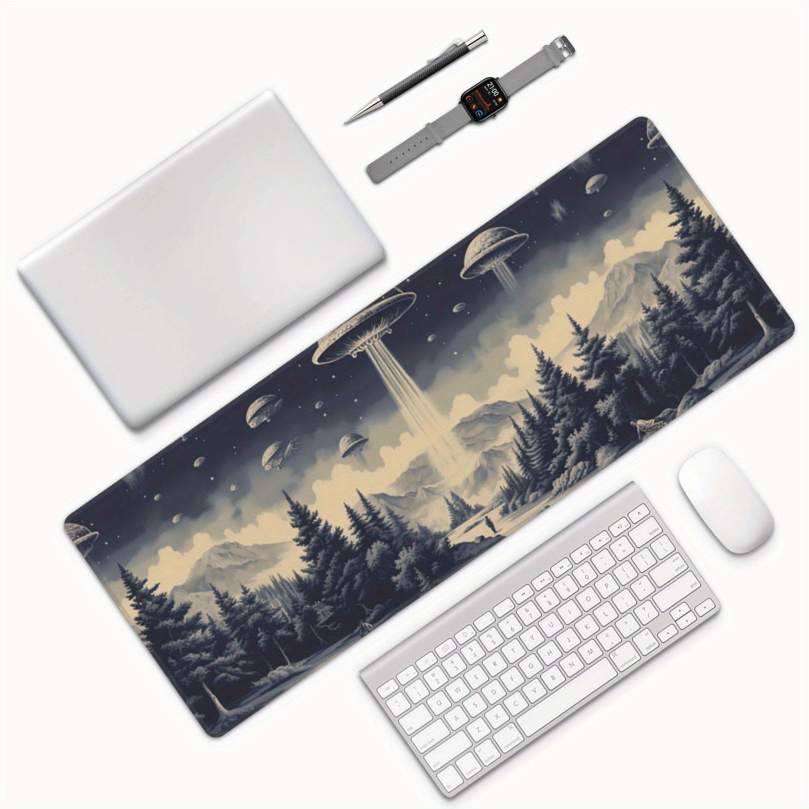 Funny Spaceship Large Mouse Pad XL Keyboard Mat