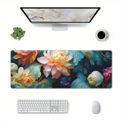 Flowers Large Mouse Pad XL Keyboard Mat Desk Pad Non Slip Rubber Base