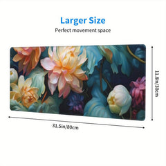 Flowers Large Mouse Pad XL Keyboard Mat Desk Pad Non Slip Rubber Base
