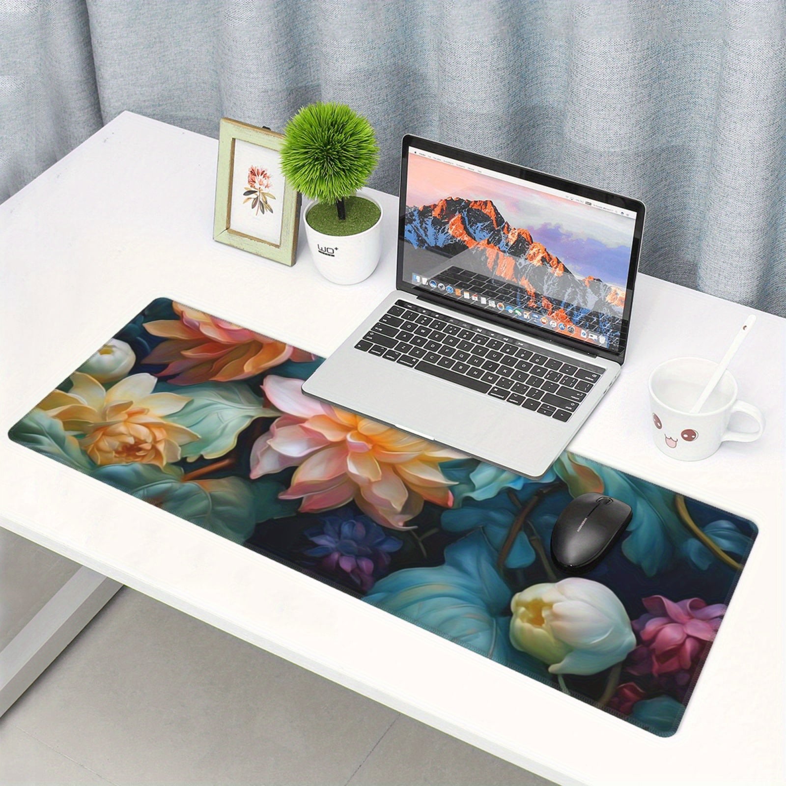 Flowers Large Mouse Pad XL Keyboard Mat Desk Pad Non Slip Rubber Base