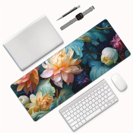 Flowers Large Mouse Pad XL Keyboard Mat Desk Pad Non Slip Rubber Base