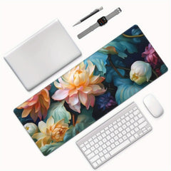 Flowers Large Mouse Pad XL Keyboard Mat Desk Pad Non Slip Rubber Base
