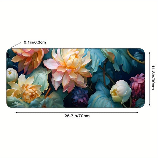 Flowers Large Mouse Pad XL Keyboard Mat Desk Pad Non Slip Rubber Base