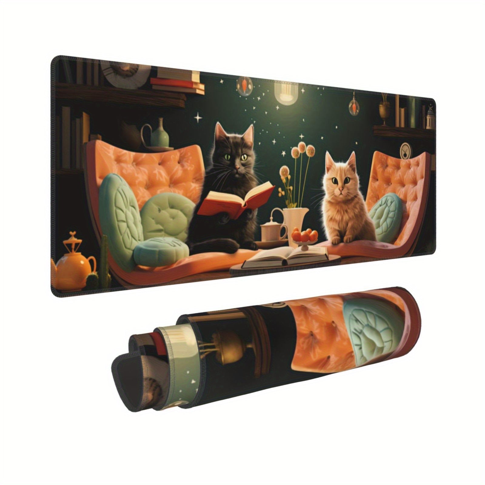Funny Cat Large Mouse Pad Extended Desk Pad XL Keyboard Mat