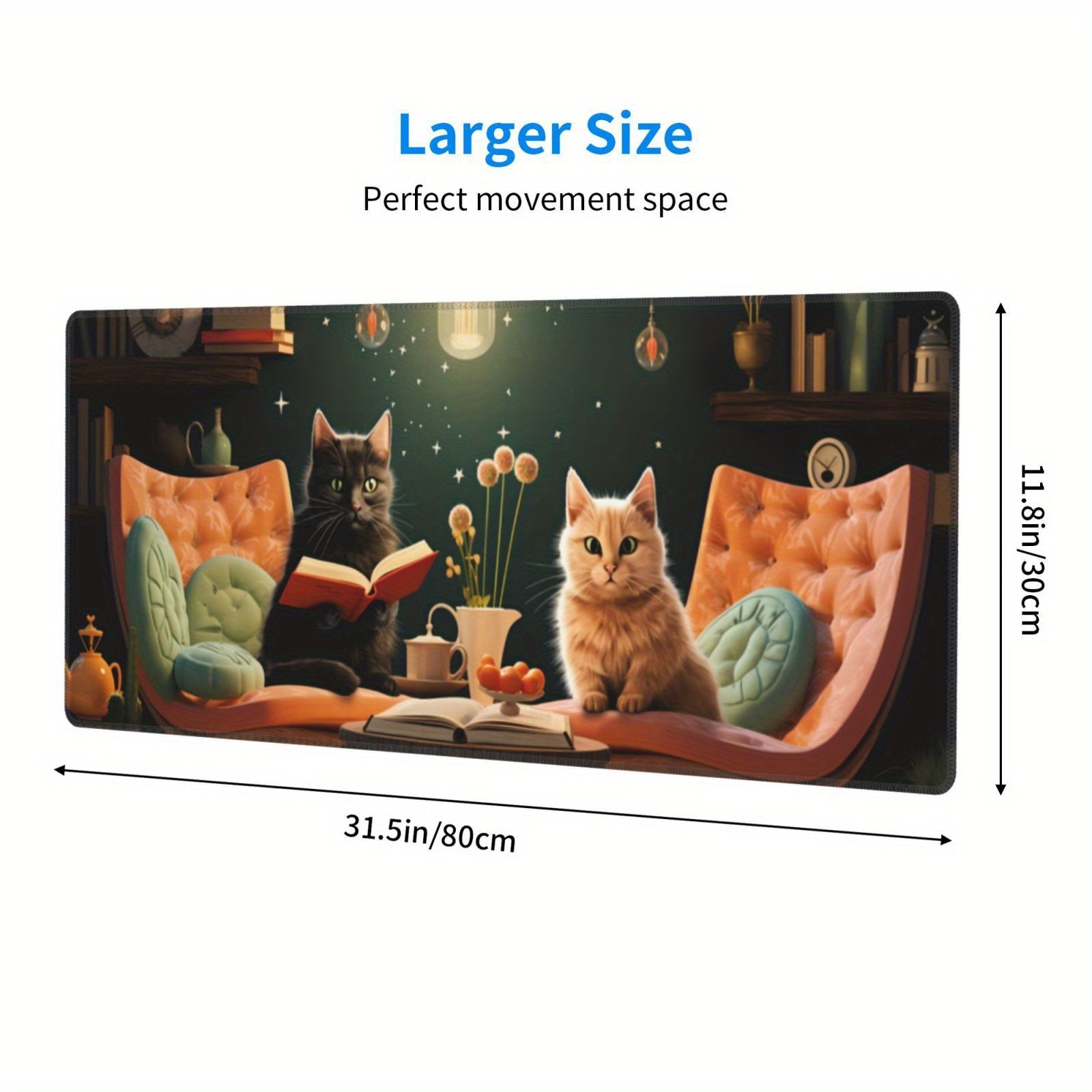 Funny Cat Large Mouse Pad Extended Desk Pad XL Keyboard Mat