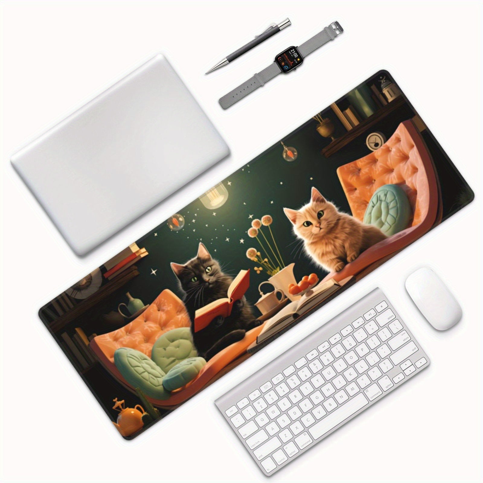 Funny Cat Large Mouse Pad Extended Desk Pad XL Keyboard Mat