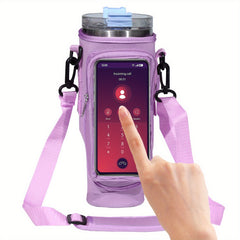 Water Cup Cover w/ Transparent Touch Screen Pocket & Strap for 1200ml 40oz Cup