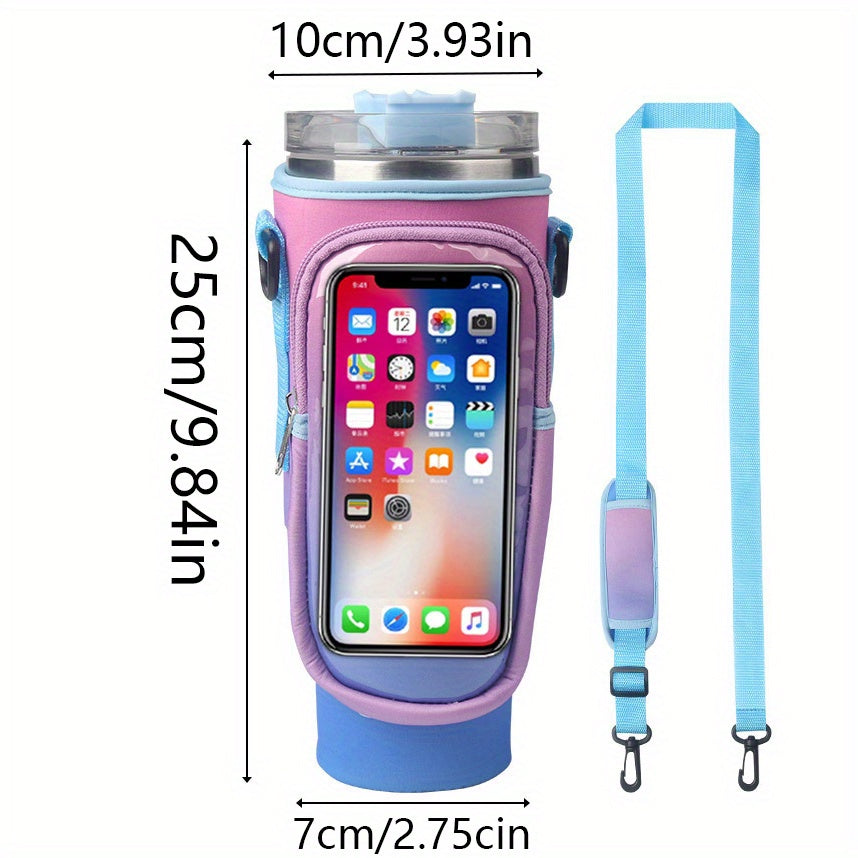 Water Cup Cover w/ Transparent Touch Screen Pocket & Strap for 1200ml 40oz Cup