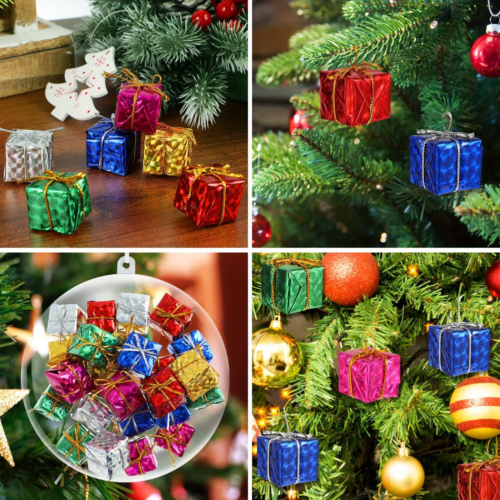 6PCS Mini Gift Boxes Christmas Decorations Foam Present Box Xmas Tree Hanging