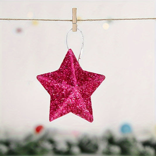 6pcs Christmas Star Hanging Decorations Colorful Christmas Tree Pendants