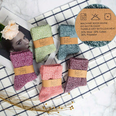 Winter Warm Wool Socks Thick Cozy Knit Crew Socks For Women Men