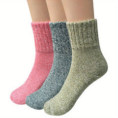 Winter Warm Wool Socks Thick Cozy Knit Crew Socks For Women Men