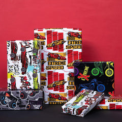 4pcs Christmas Wrapping Paper Sport Graffiti Birthday Lightning Basketball Footb