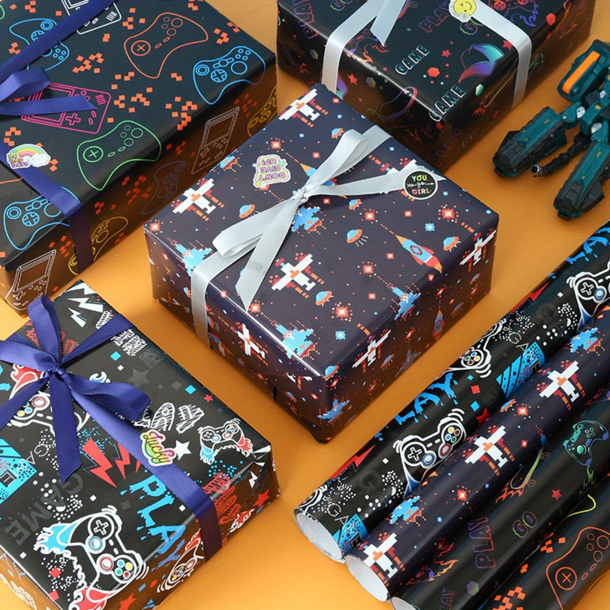 4pcs Christmas Wrapping Paper Sport Graffiti Birthday Lightning Basketball Footb
