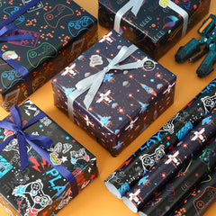 4pcs Christmas Wrapping Paper Sport Graffiti Birthday Lightning Basketball Footb