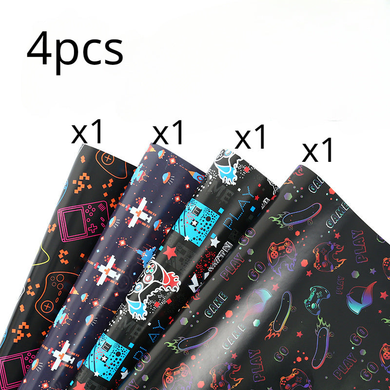 4pcs Christmas Wrapping Paper Sport Graffiti Birthday Lightning Basketball Footb