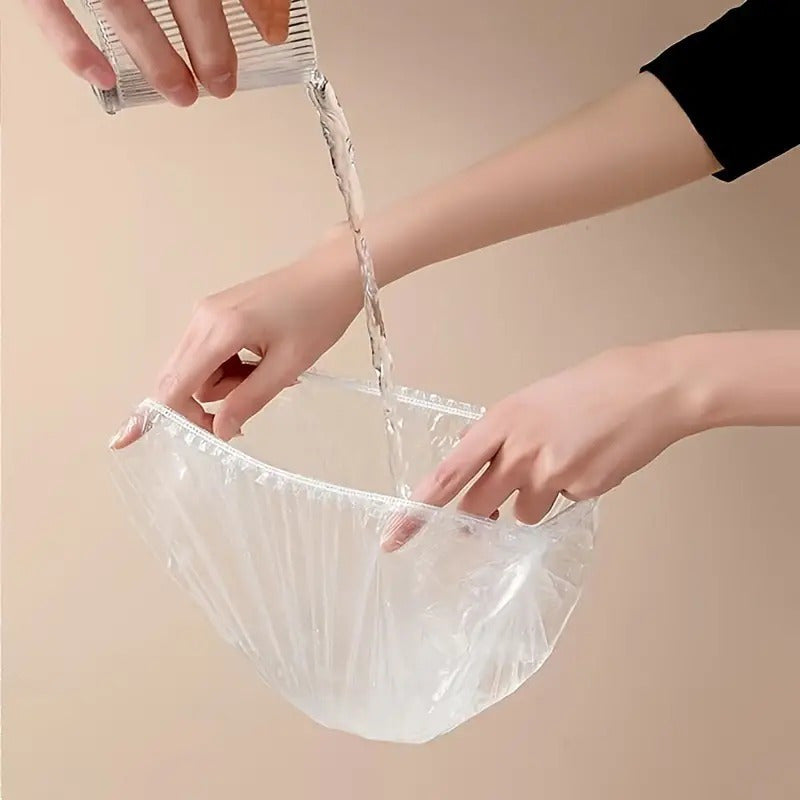 100pcs Transparent Disposable Shower Cap Reusable Waterproof Elastic Bath Cap