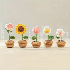 Crochet Flower Bonsai Crochet Gift Decoration For Home Car Office