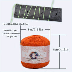 5pcs Crochet Silky Cotton Lace Yarn DIY No 8 Pearl Linen Bright Silk