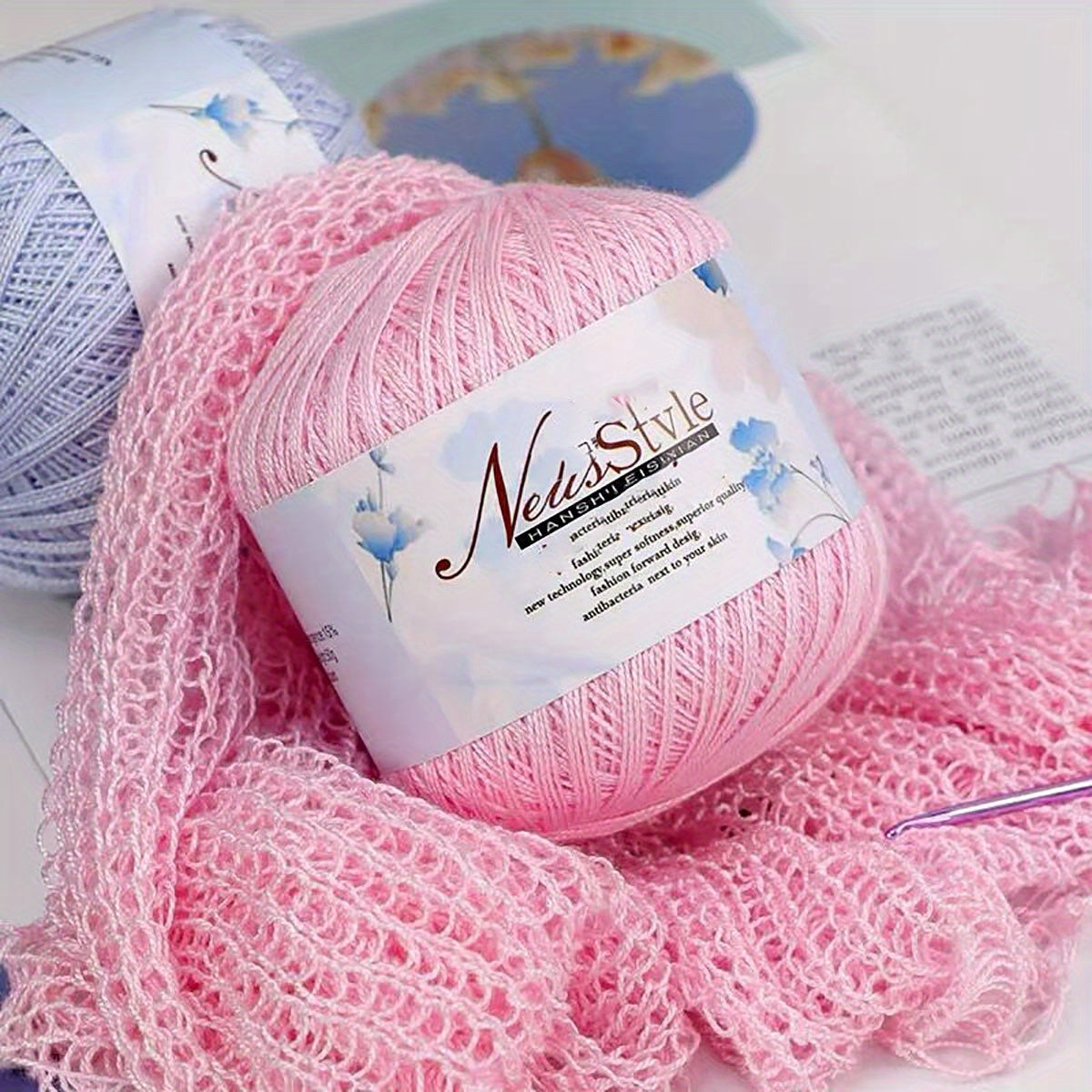 5pcs Crochet Silky Cotton Lace Yarn DIY No 8 Pearl Linen Bright Silk