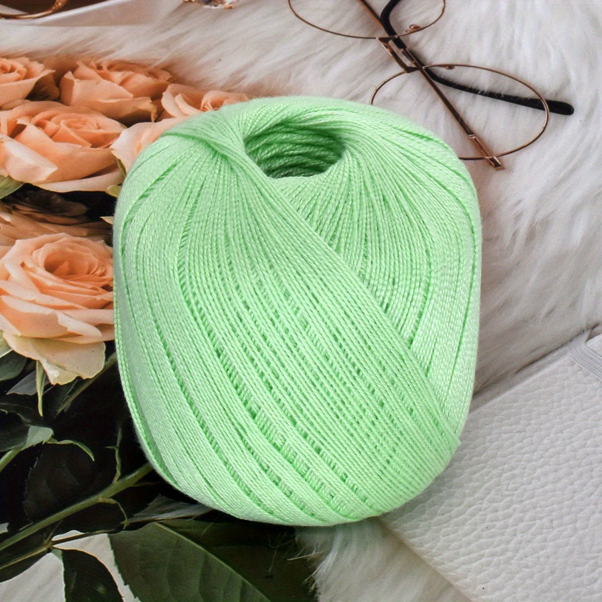 5pcs Crochet Silky Cotton Lace Yarn DIY No 8 Pearl Linen Bright Silk