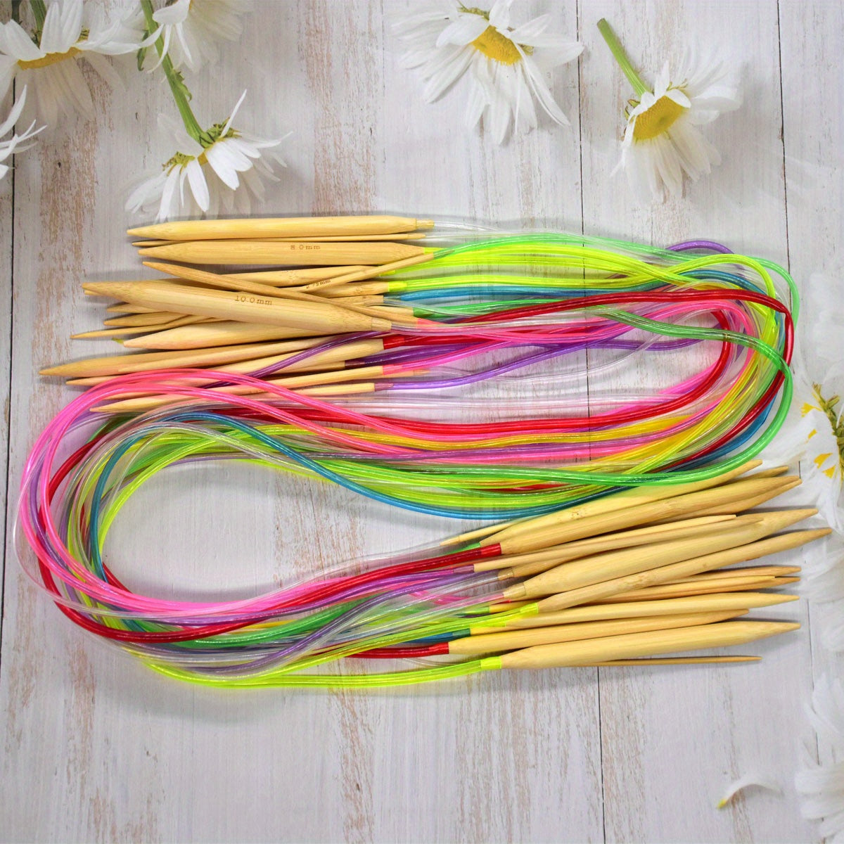 18pcs Circular Knitting Needles Bamboo Crochet Sewing Hooks Set