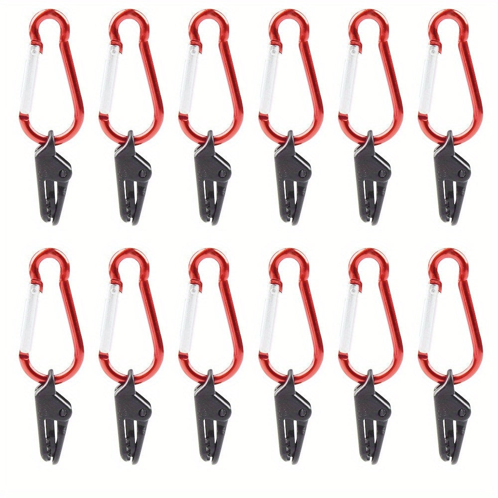 12pcs Windproof Tent Clamp with Carabiner Hook for Camping