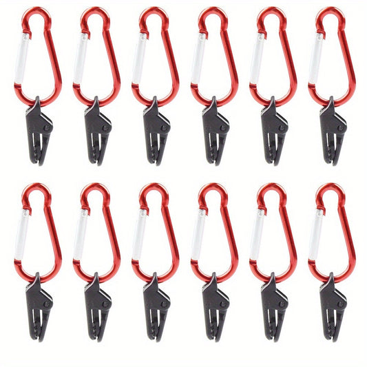 12pcs Windproof Tent Clamp with Carabiner Hook for Camping