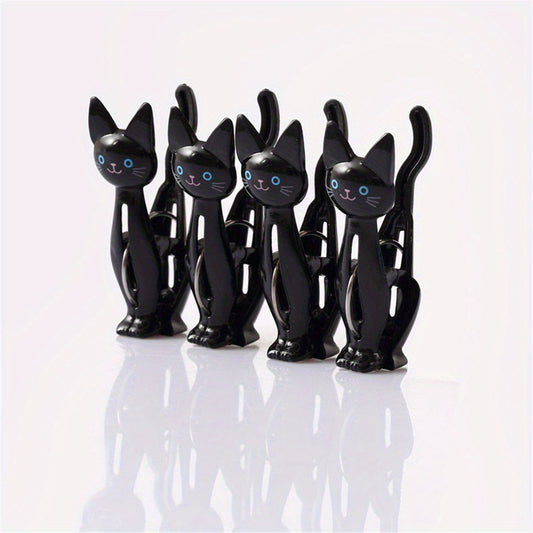 4pcs Cat Plastic Clips Folder Laundry Hanging Pins Strong Clothes Clip