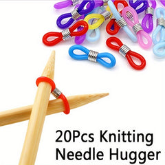 20pcs Knitting Needle Stoppers Soft Silicone Stitch Stopper