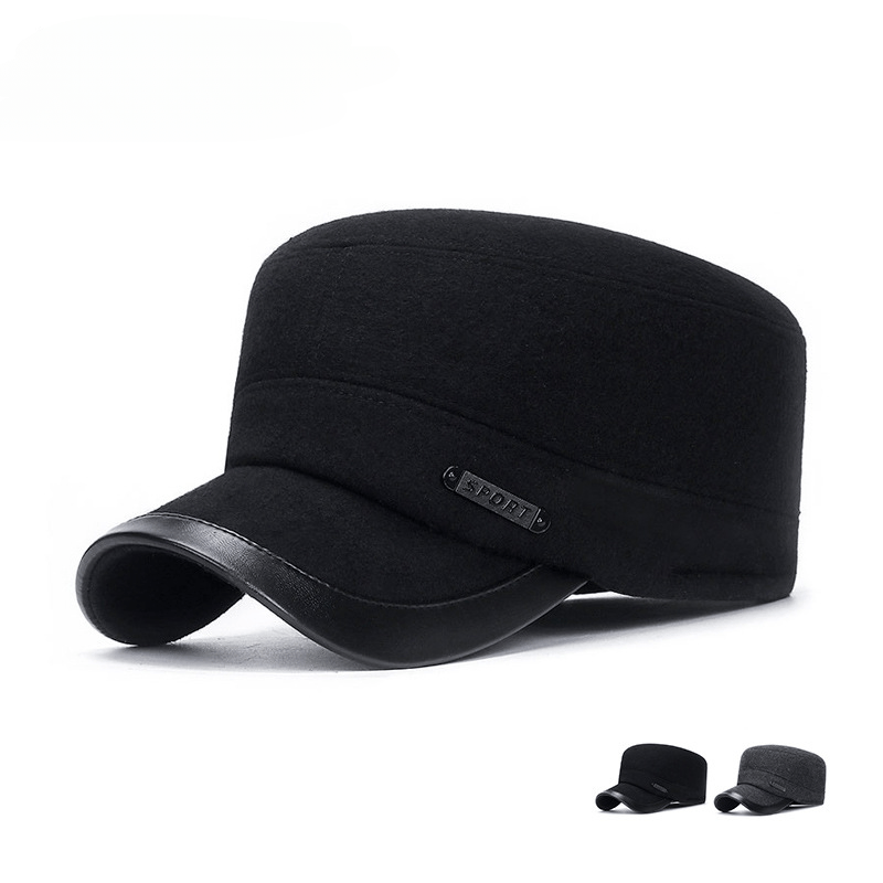 Men's Winter Outdoor Warm Flat Top Cap with Ear Protection
