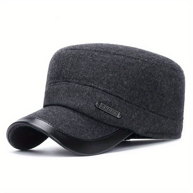 Men's Winter Outdoor Warm Flat Top Cap with Ear Protection
