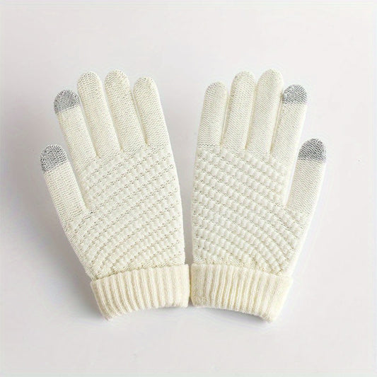 Winter Touch Screen Gloves For Men Women Warm Knitted Full Finger Gloves