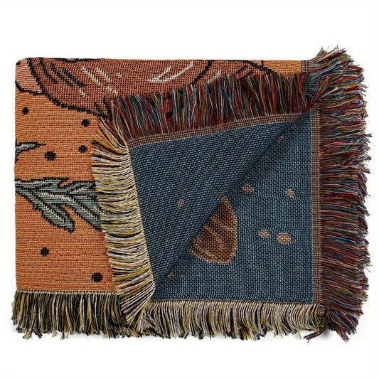 Bohemian Knit Cactus Print Tassel Blanket Casual Picnic Tapestry